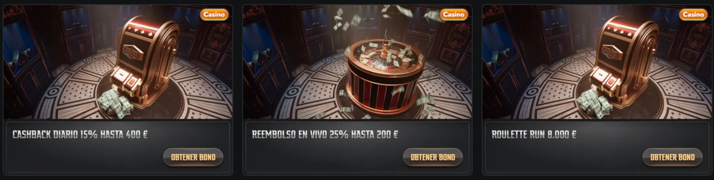 Burst Games promociones de casino Burst Games bonos de casino con cashback, reembolso y promociones especiales